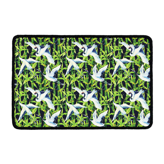 Watercolor Crane Bird Pattern Print Kitchen Mat