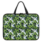 Watercolor Crane Bird Pattern Print Laptop Sleeve With Handle