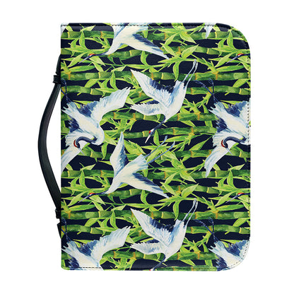 Watercolor Crane Bird Pattern Print Leather Bible Cover