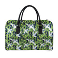 Watercolor Crane Bird Pattern Print Leather Duffel Bag