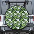 Watercolor Crane Bird Pattern Print Leather Spare Tire Cover