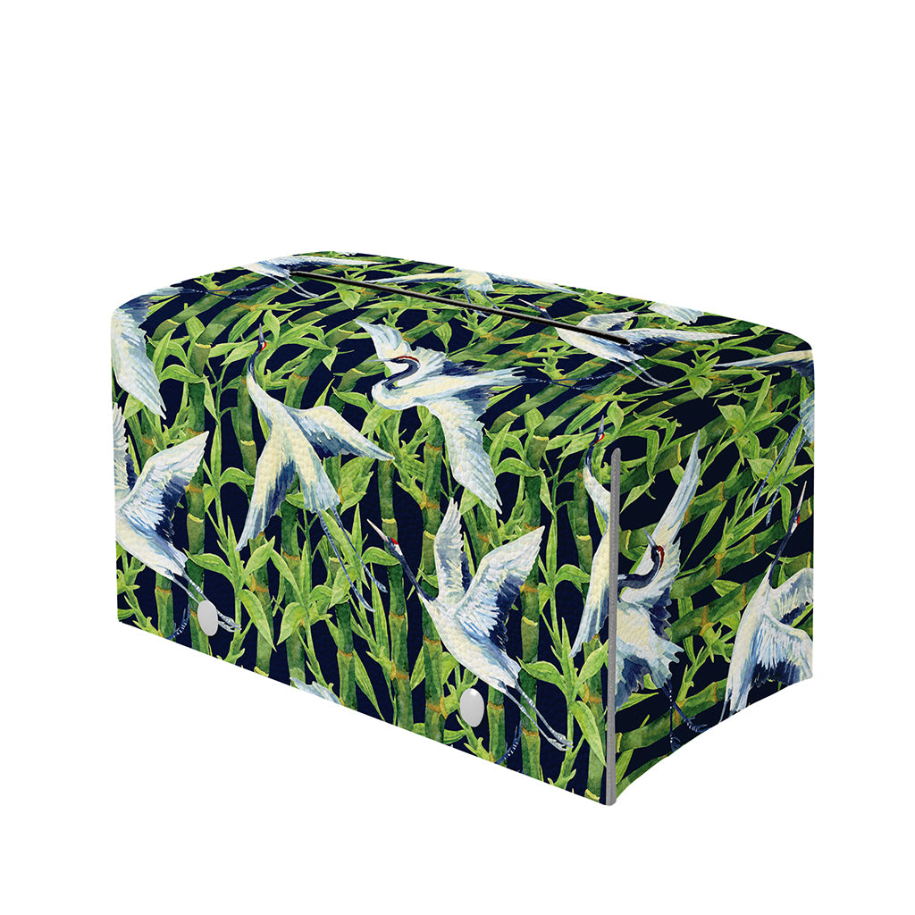 Watercolor Crane Bird Pattern Print Leather Tissue Box Cover