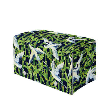 Watercolor Crane Bird Pattern Print Leather Tissue Box Cover