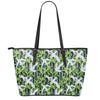 Watercolor Crane Bird Pattern Print Leather Tote Bag