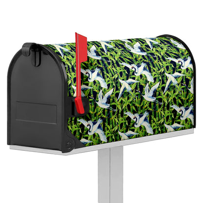 Watercolor Crane Bird Pattern Print Mailbox Cover