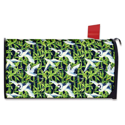 Watercolor Crane Bird Pattern Print Mailbox Cover