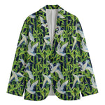 Watercolor Crane Bird Pattern Print Men's Blazer