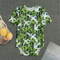Watercolor Crane Bird Pattern Print Men's Bodysuit