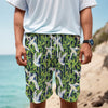 Watercolor Crane Bird Pattern Print Men's Cargo Shorts