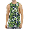 Watercolor Crane Bird Pattern Print Men's Muscle Tank Top