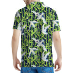 Watercolor Crane Bird Pattern Print Men's Polo Shirt