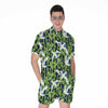 Watercolor Crane Bird Pattern Print Men's Rompers