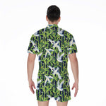 Watercolor Crane Bird Pattern Print Men's Rompers