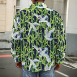 Watercolor Crane Bird Pattern Print Men's Shirt Jacket