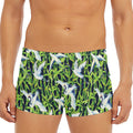 Watercolor Crane Bird Pattern Print Men's Short Boxer Briefs