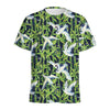 Watercolor Crane Bird Pattern Print Men's Sports T-Shirt