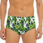 Watercolor Crane Bird Pattern Print Men's Triangle Swim Briefs