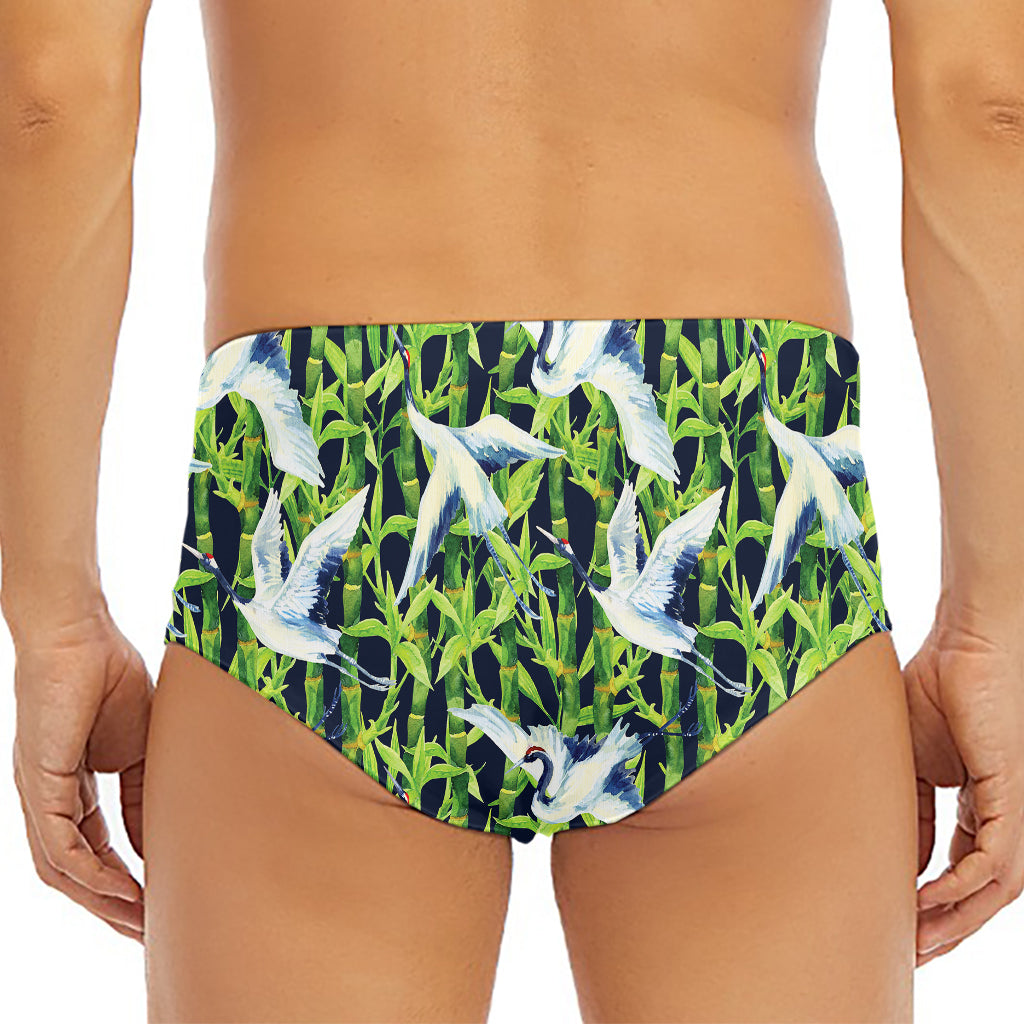 Watercolor Crane Bird Pattern Print Men's Triangle Swim Briefs