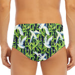 Watercolor Crane Bird Pattern Print Men's Triangle Swim Briefs
