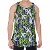 Watercolor Crane Bird Pattern Print Men's Velvet Tank Top