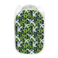 Watercolor Crane Bird Pattern Print Mesh Laundry Hamper