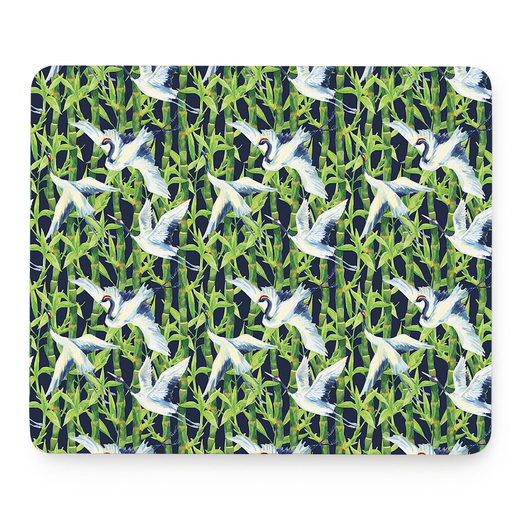 Watercolor Crane Bird Pattern Print Mouse Pad