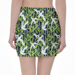 Watercolor Crane Bird Pattern Print Pencil Mini Skirt