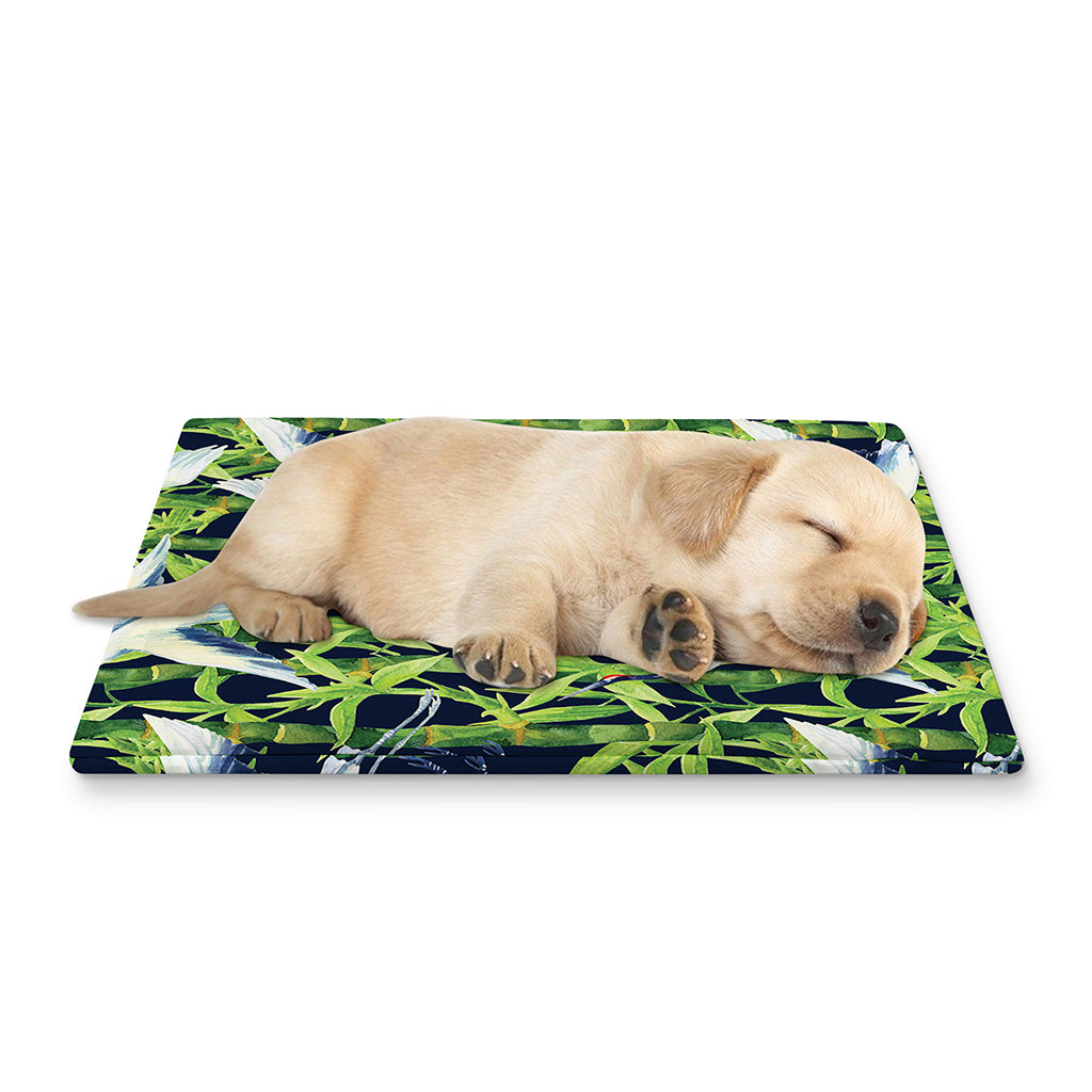 Watercolor Crane Bird Pattern Print Pet Cooling Mat Cover