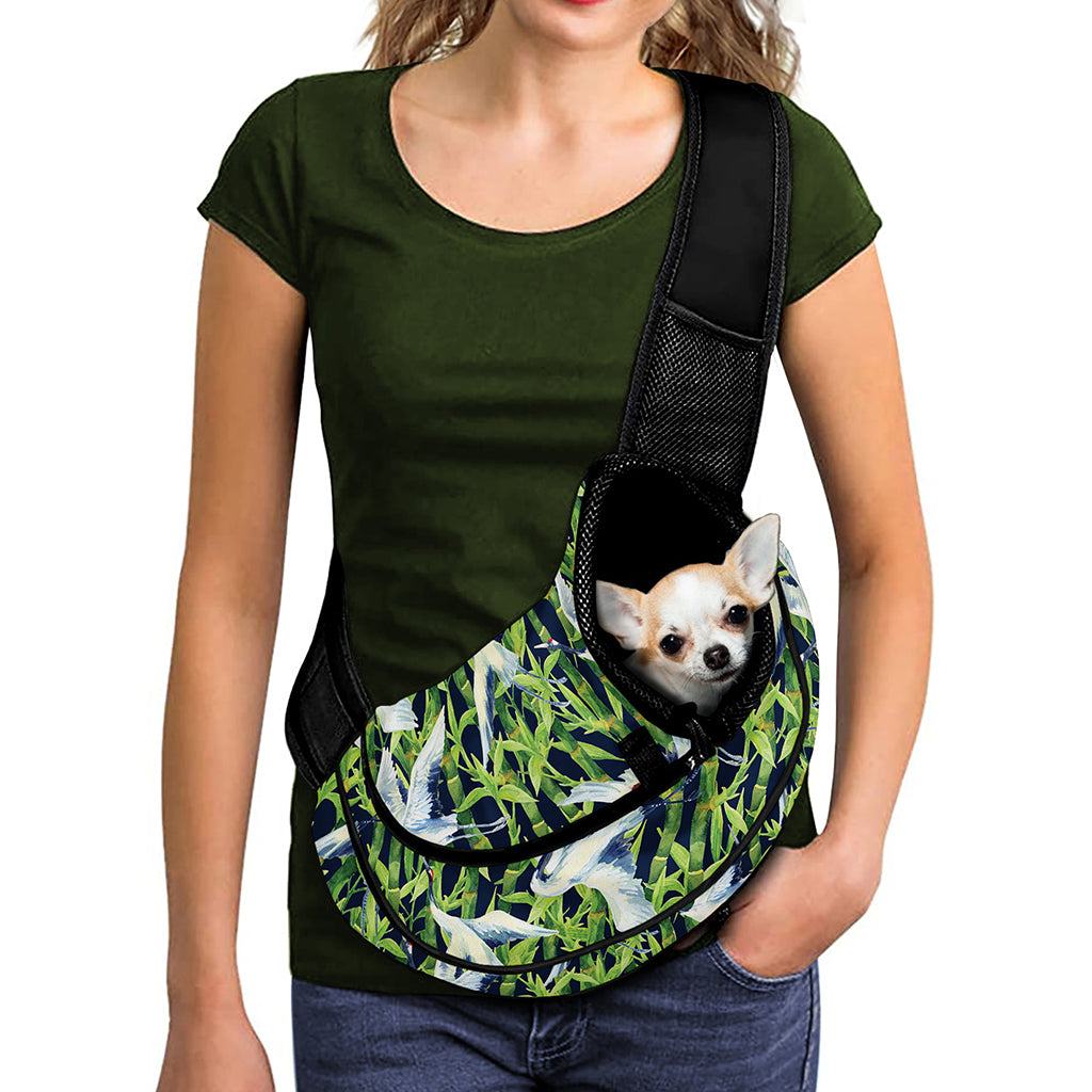 Watercolor Crane Bird Pattern Print Pet Sling Carrier