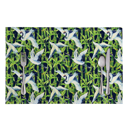 Watercolor Crane Bird Pattern Print Placemat