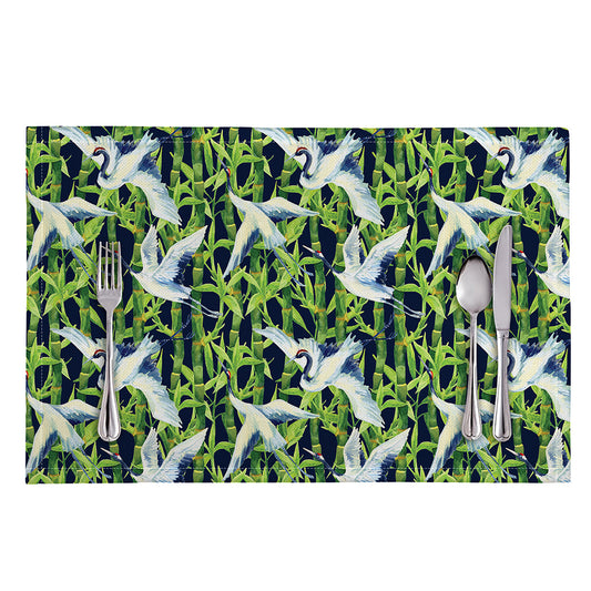Watercolor Crane Bird Pattern Print Placemat
