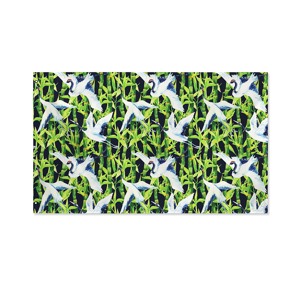Watercolor Crane Bird Pattern Print Polyester Flag