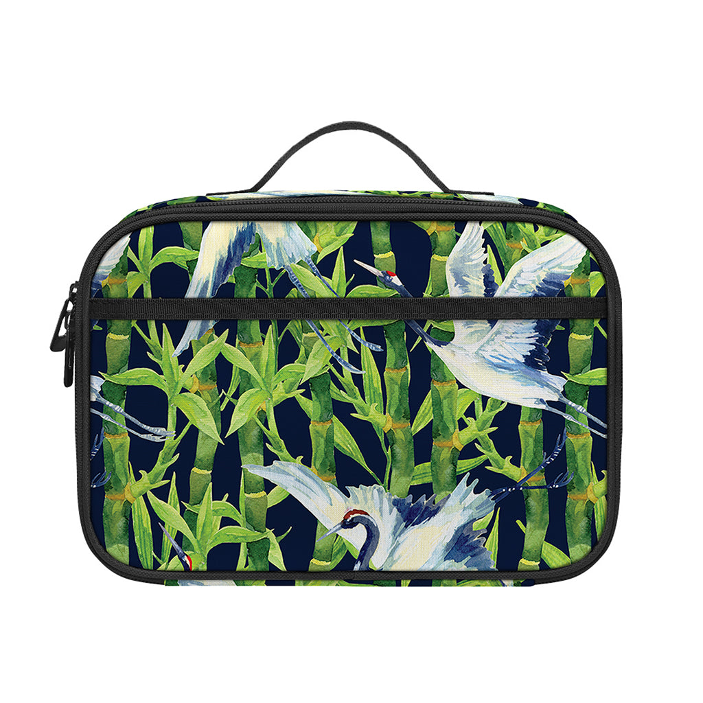 Watercolor Crane Bird Pattern Print Portable Lunch Bag