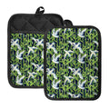 Watercolor Crane Bird Pattern Print Pot Holders With Pocket