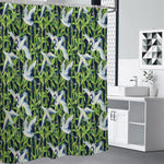 Watercolor Crane Bird Pattern Print Premium Shower Curtain