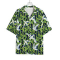 Watercolor Crane Bird Pattern Print Rayon Hawaiian Shirt