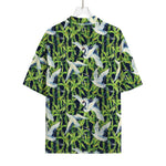 Watercolor Crane Bird Pattern Print Rayon Hawaiian Shirt