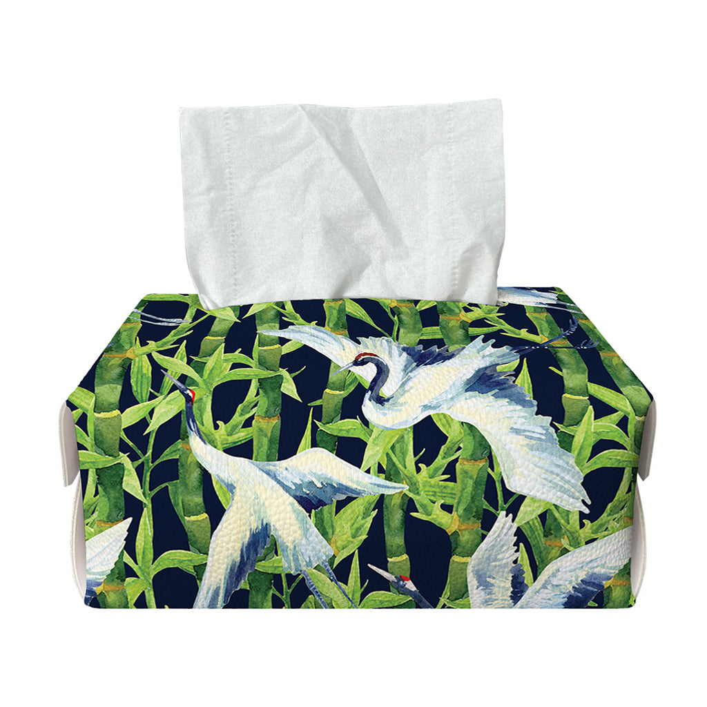 Watercolor Crane Bird Pattern Print Rectangle Tissue Box Cover