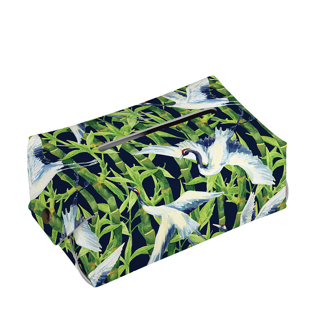 Watercolor Crane Bird Pattern Print Rectangle Tissue Box Cover