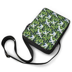 Watercolor Crane Bird Pattern Print Rectangular Crossbody Bag