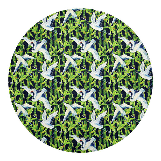 Watercolor Crane Bird Pattern Print Round Blanket