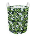 Watercolor Crane Bird Pattern Print Round Laundry Basket