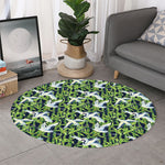 Watercolor Crane Bird Pattern Print Round Rug