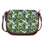 Watercolor Crane Bird Pattern Print Saddle Bag