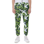 Watercolor Crane Bird Pattern Print Scuba Joggers