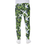 Watercolor Crane Bird Pattern Print Scuba Joggers