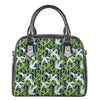 Watercolor Crane Bird Pattern Print Shoulder Handbag