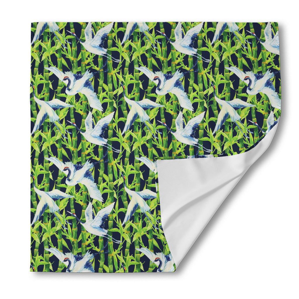 Watercolor Crane Bird Pattern Print Silk Bandana