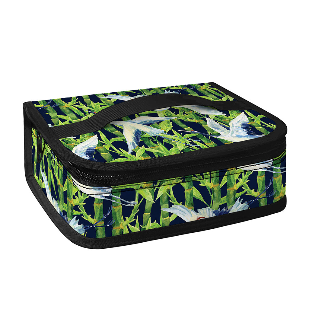 Watercolor Crane Bird Pattern Print Small Lunch Bag
