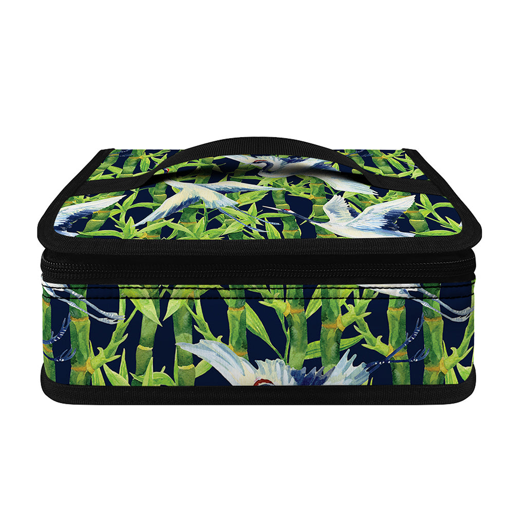 Watercolor Crane Bird Pattern Print Small Lunch Bag